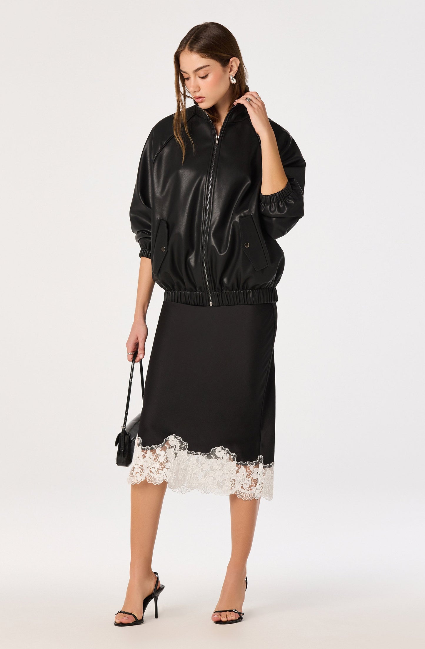 Shantel Lace-Trim Midi Skirt