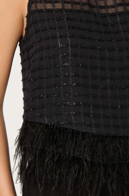 Etheos Metallic Feather Trim Top