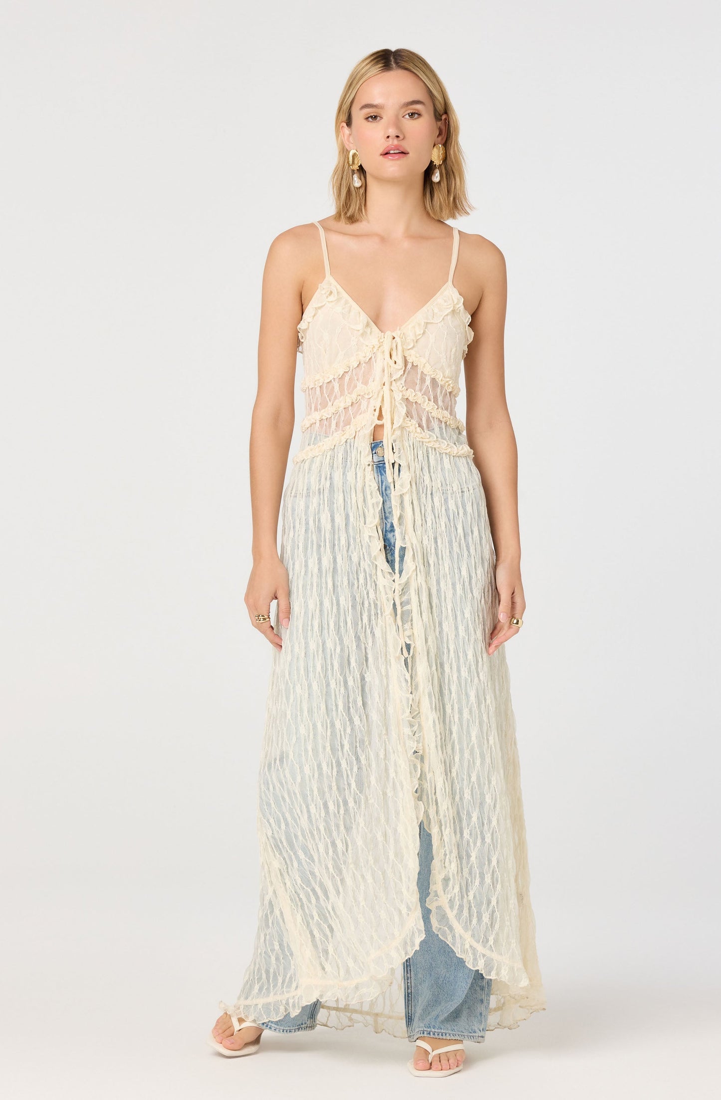Sariyah Lace Flyaway Maxi Tunic Top