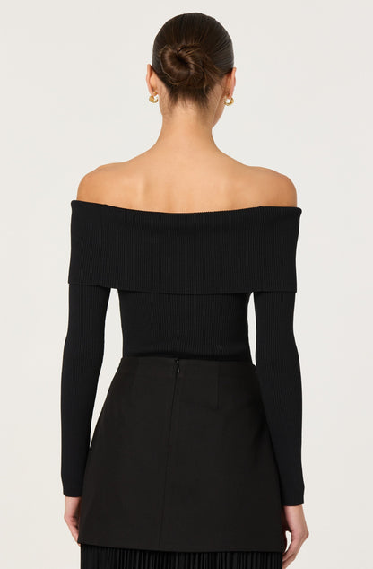 Lidia Ribbed Off Shoulder Sweater