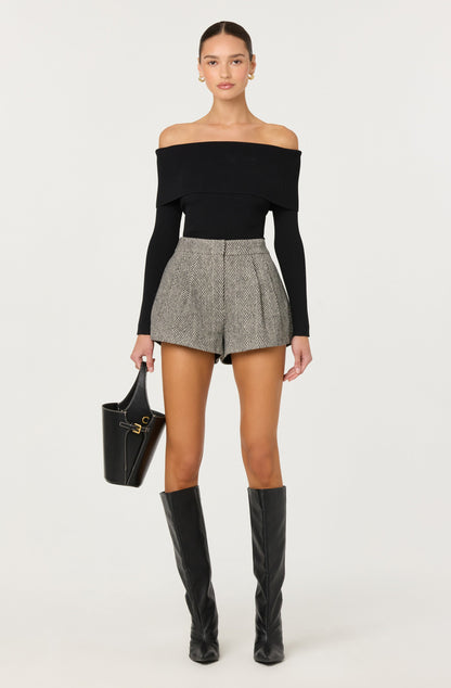 Lidia Ribbed Off Shoulder Sweater
