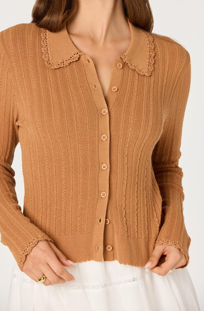 Kristen Pointelle Collar Cardigan