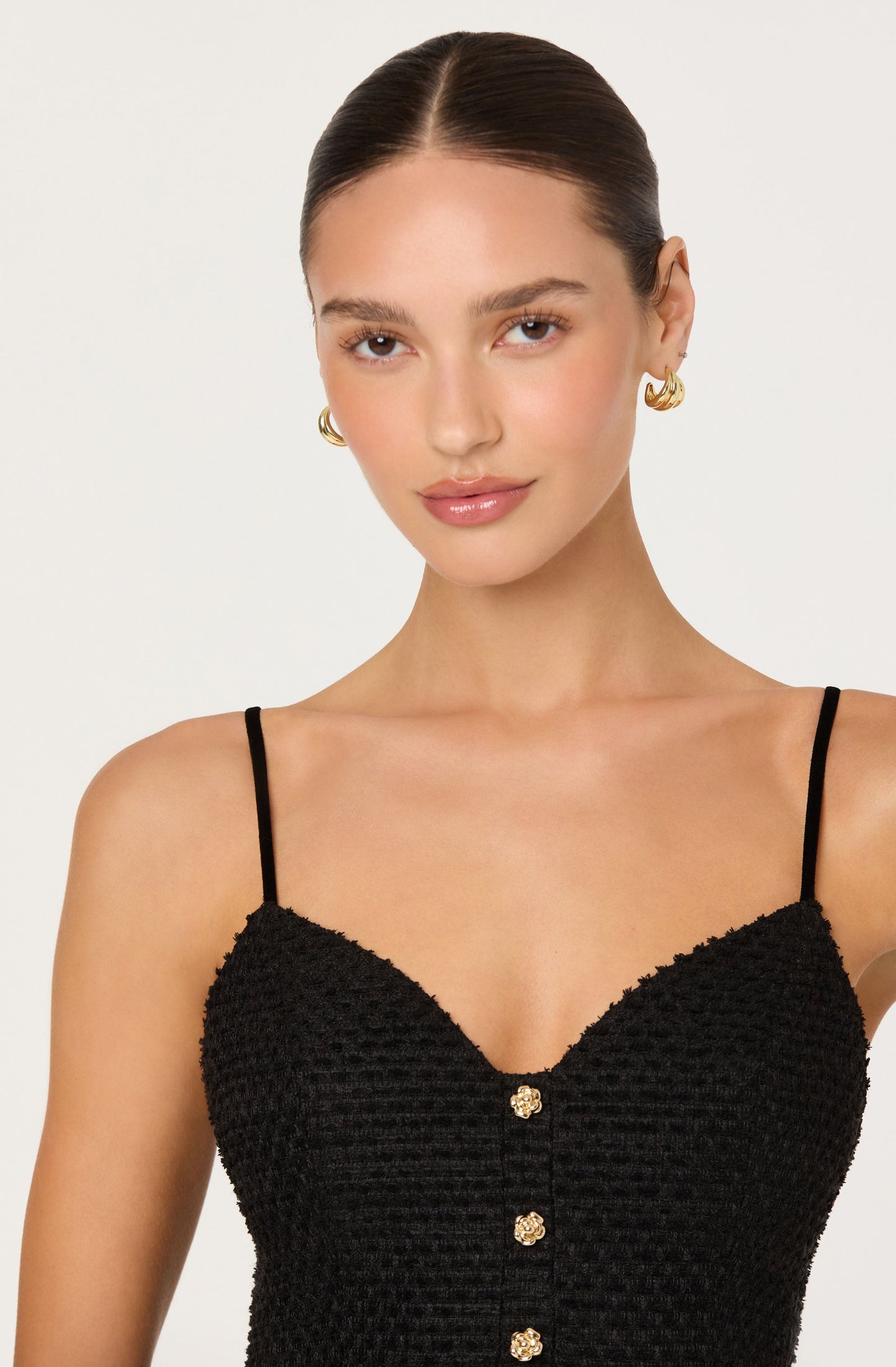 Paislee Tweed Sweetheart Peplum Top