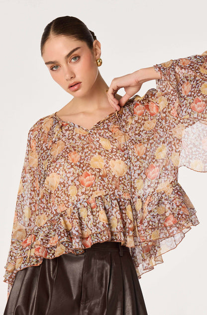 Margaery Tiered Bell-Sleeve Blouse