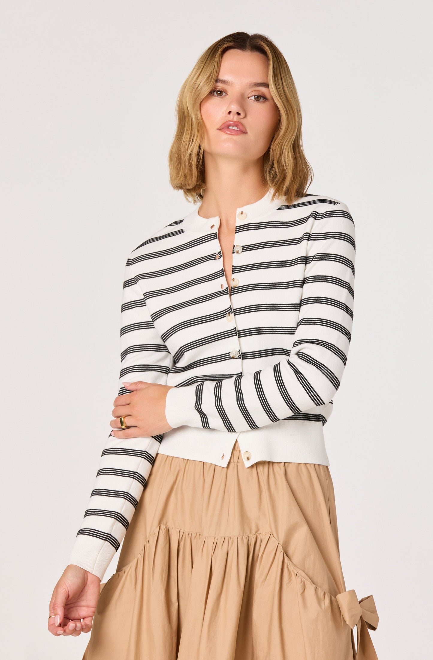 Tawni Striped Button-Front Cardigan