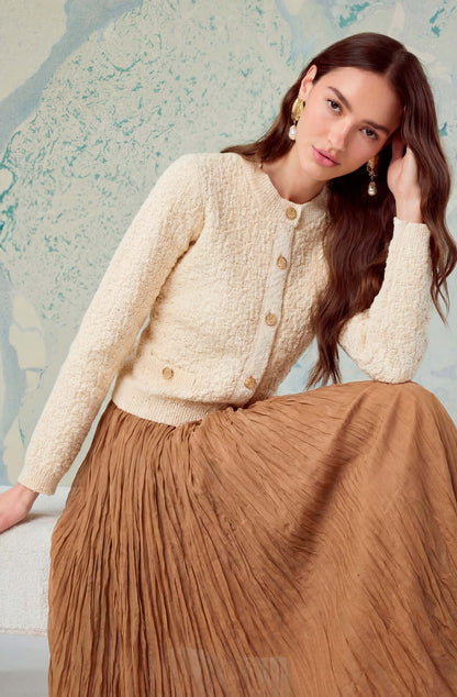 Darthy Textured Knit Crest Button Lady Jacket