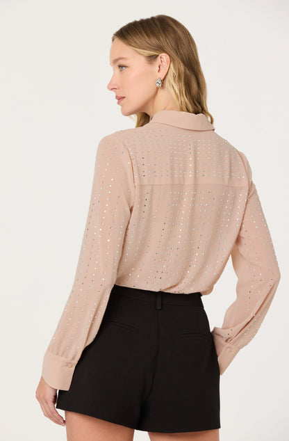 Cristal Semi-Sheer Rhinestone Shirt
