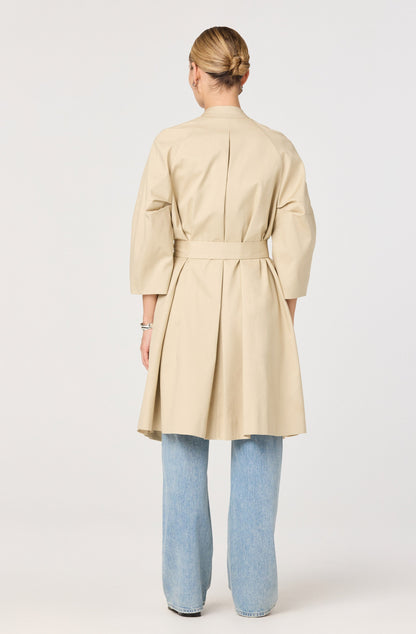 Kaylin Collarless Wrap Trench Coat