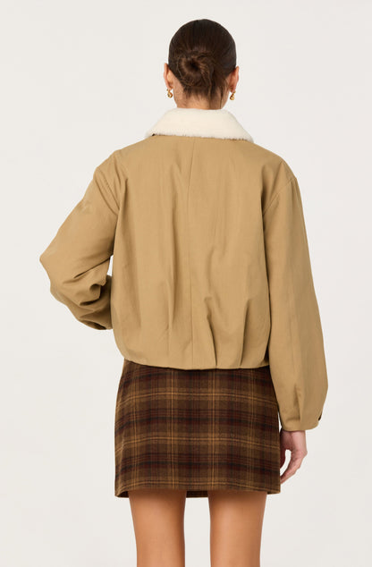 Raevin Faux Fur Collar Bomber Jacket