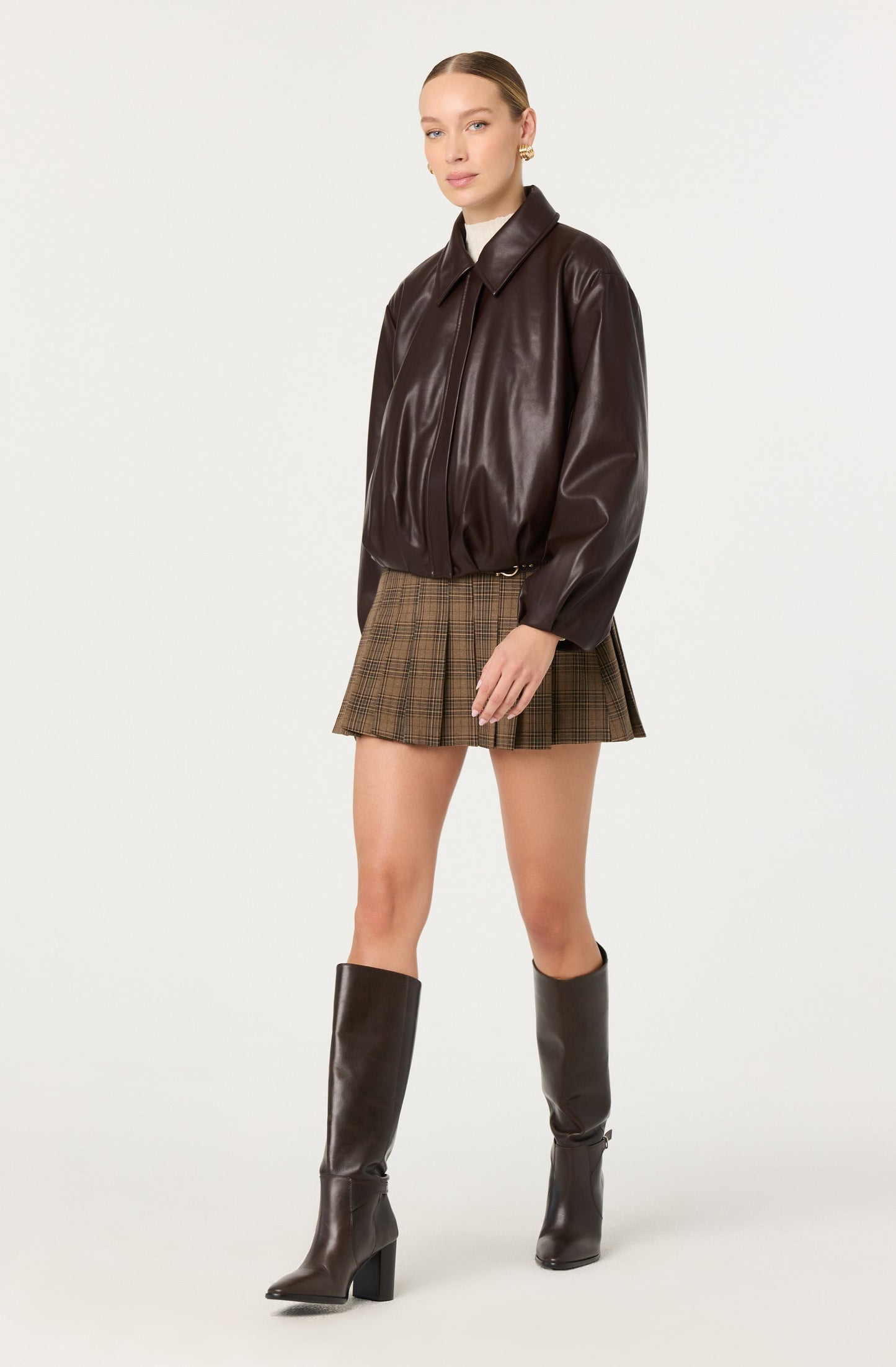 Raevin Faux Leather Bomber Jacket