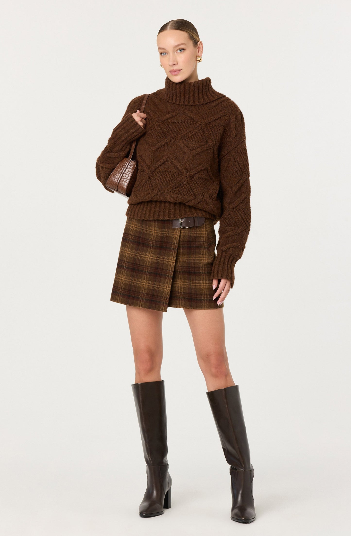Janeth Diamond Knit Turtleneck Sweater