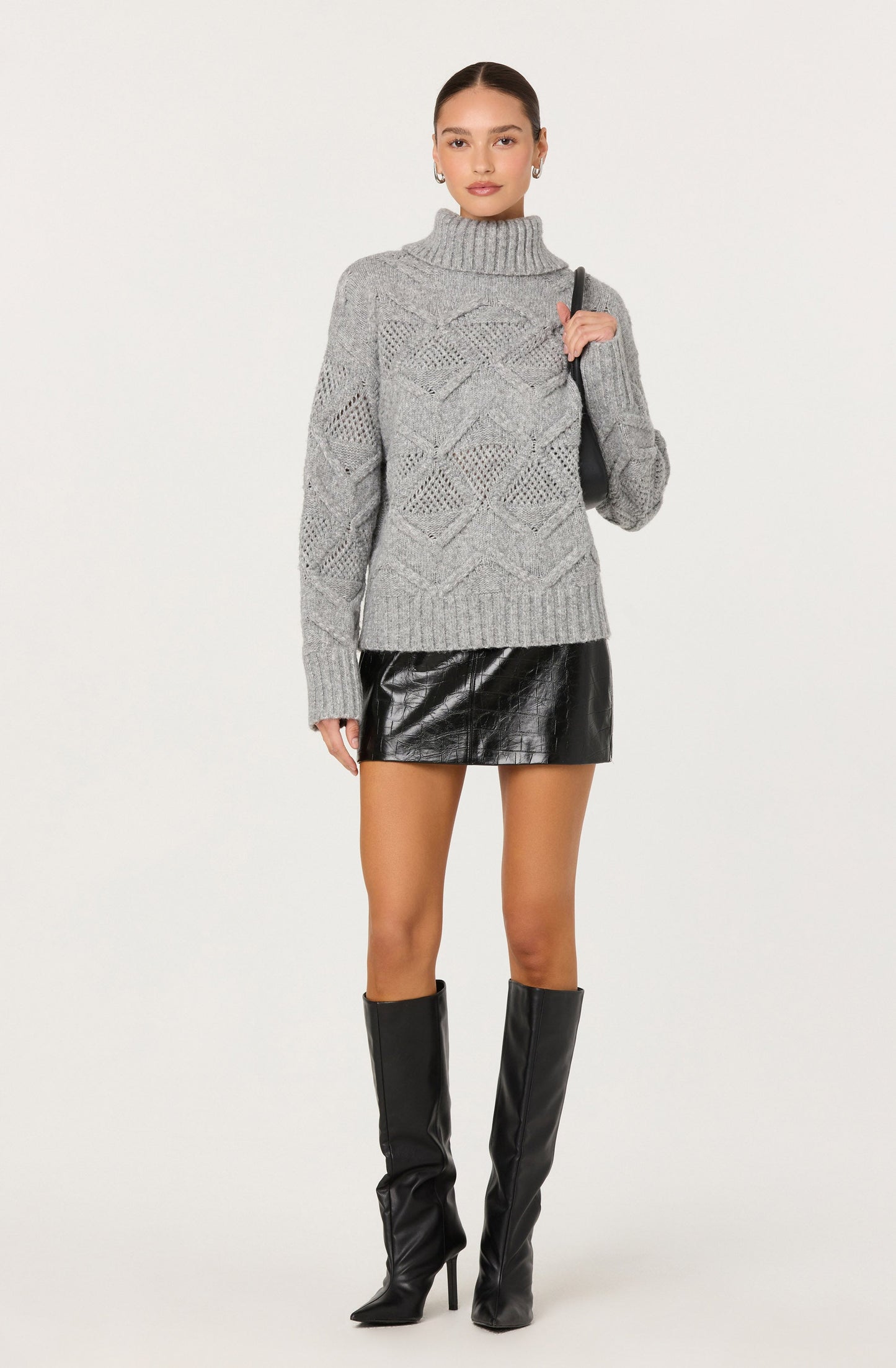 Janeth Diamond Knit Turtleneck Sweater