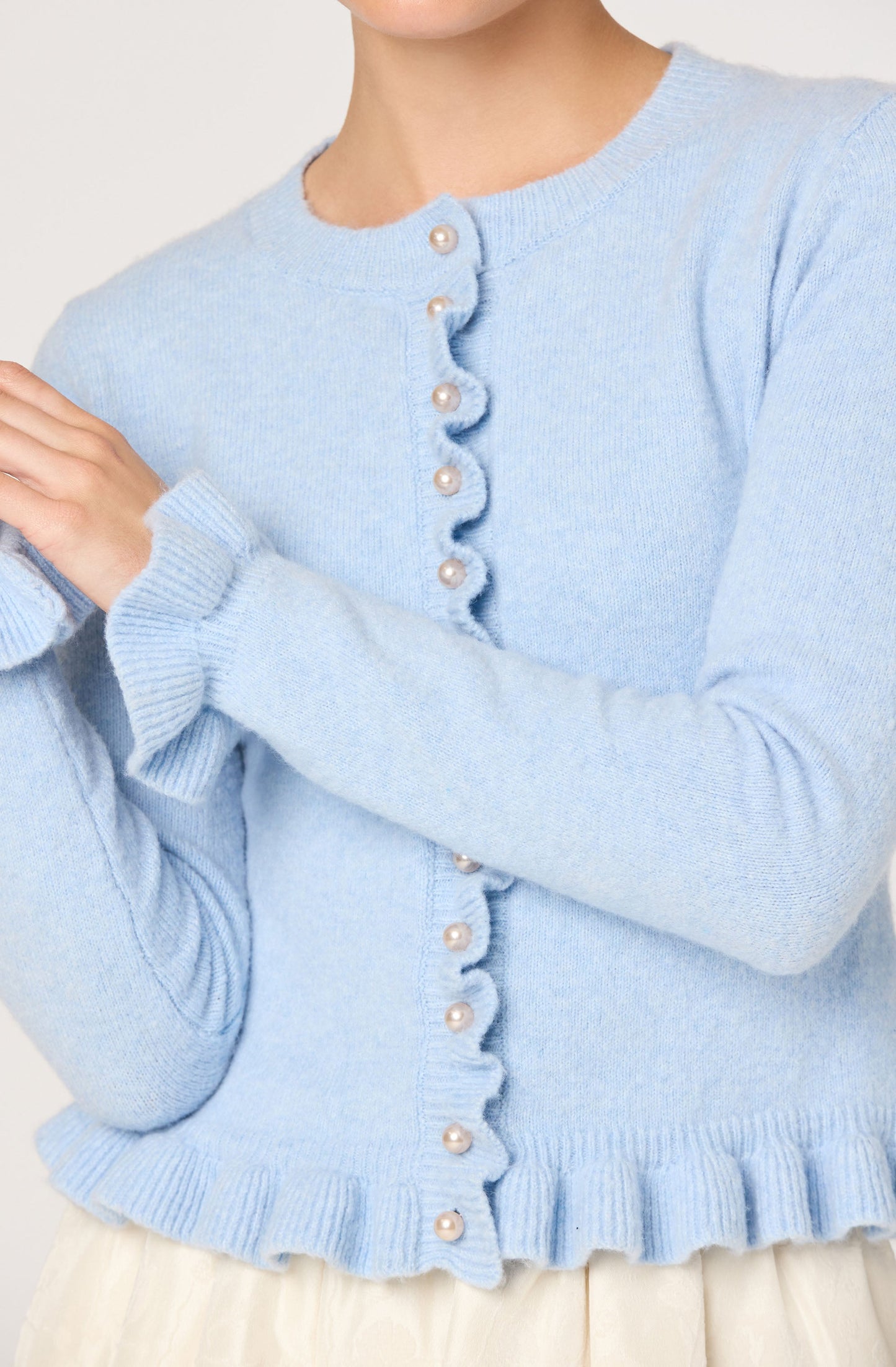Eowyn Brushed Knit Pearl Button Cardigan