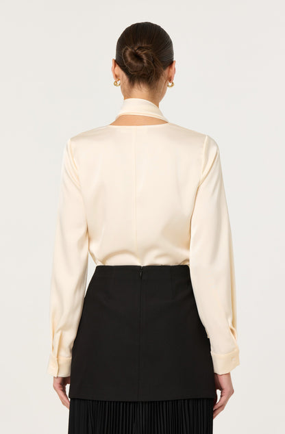 Felisita Satin Cutout Scarf Top