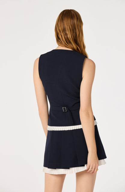 Kelson Pleated-Hem Button Vest