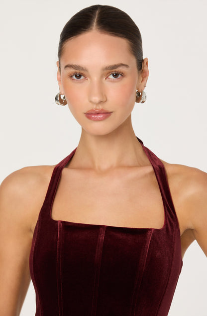 Jacy Velvet Corset Halter Top