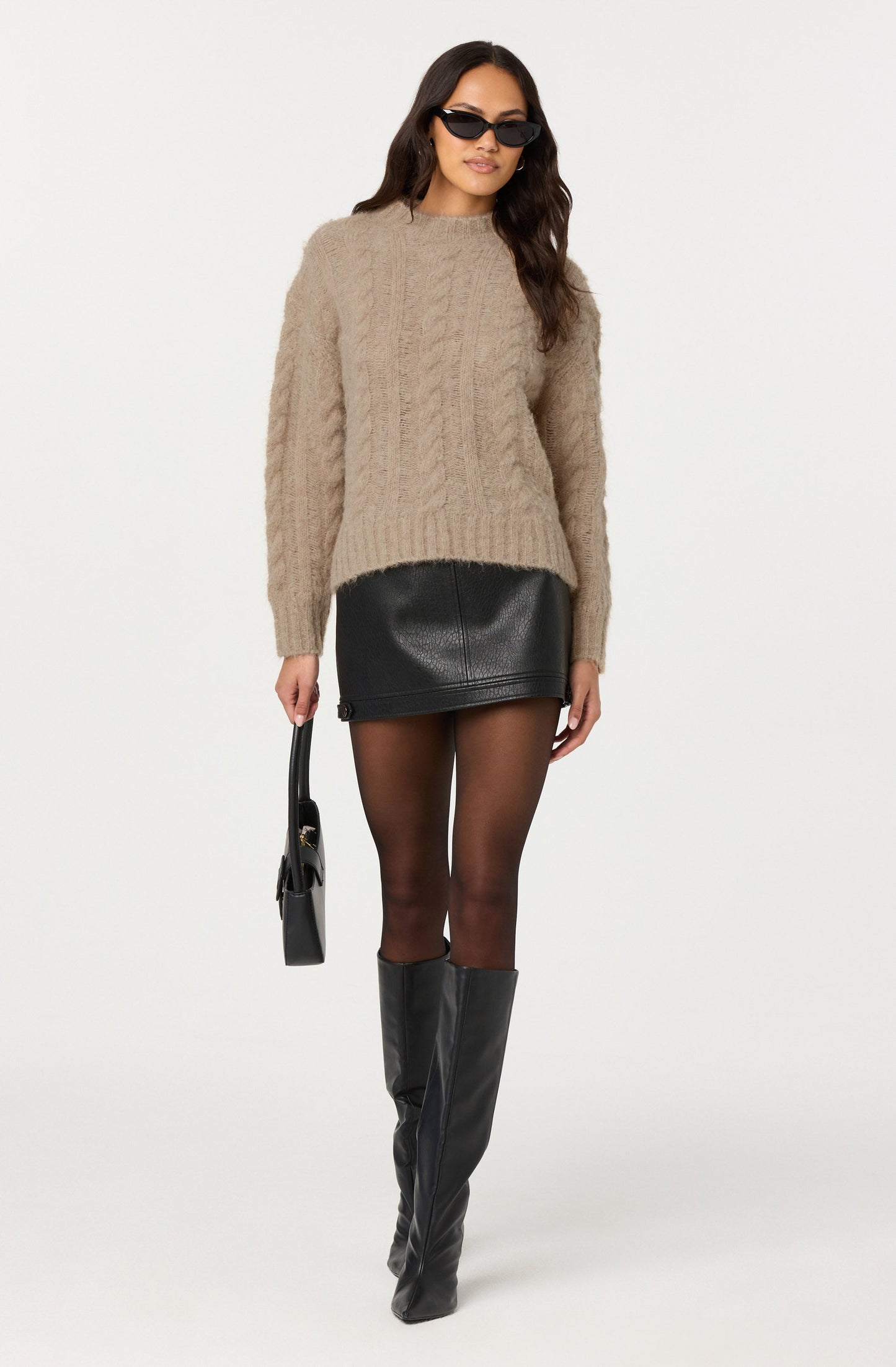 Violetta Cable Knit Crewneck Sweater