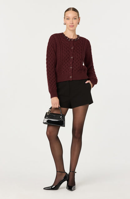 Cathryn Embellished Cable Knit Cardigan