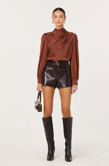 Ivonne High-Neck Satin Top