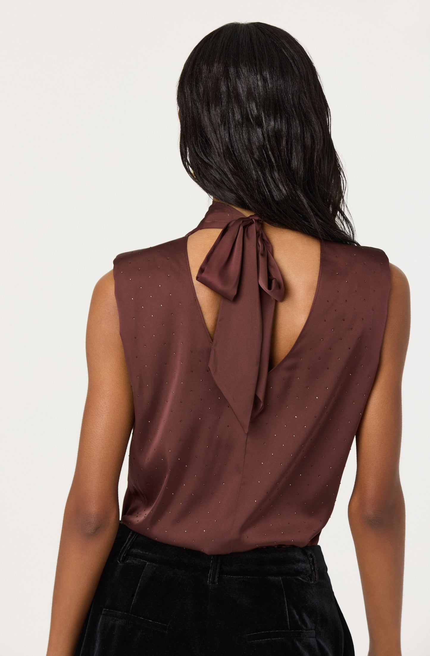 Inaya Satin Rhinestone Embellished Top