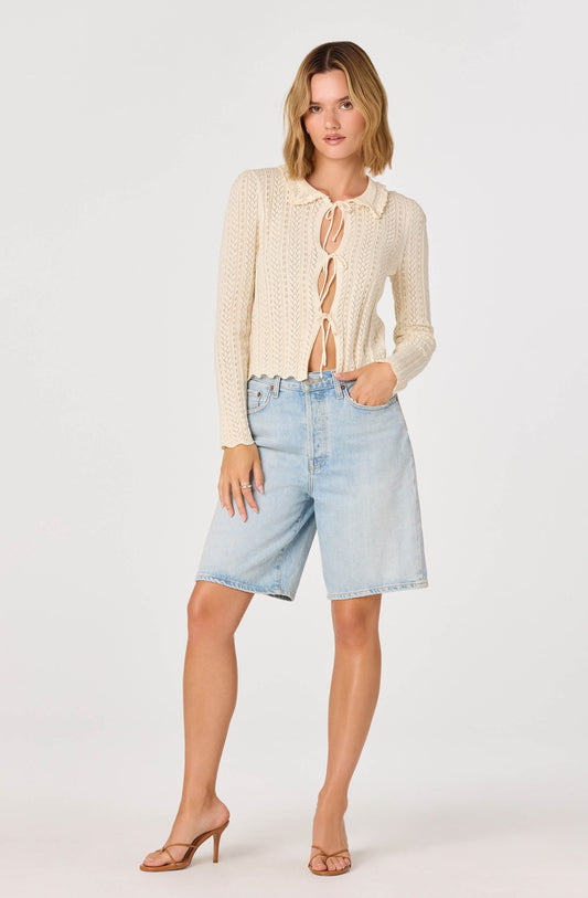 Fannie Cable-Knit Tie-Front Cardigan