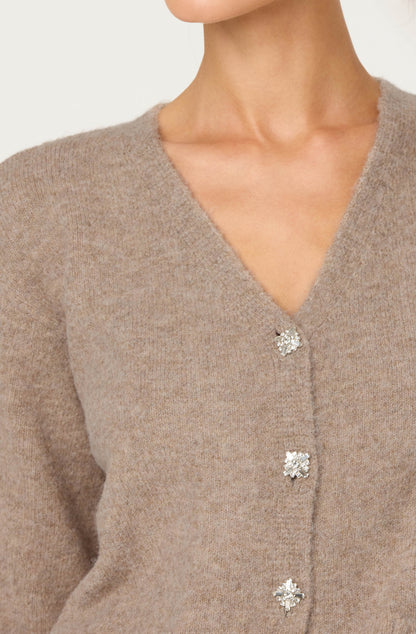Grie Embellished Feather Trim Cardigan