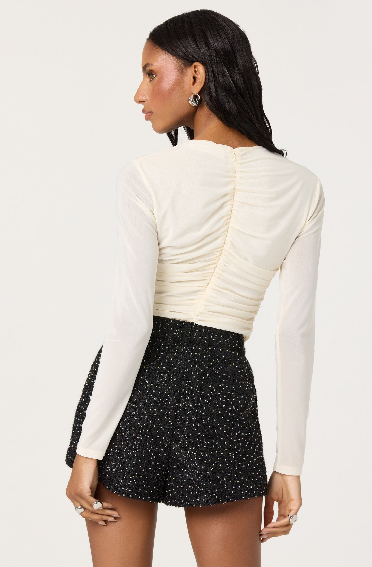 Yasmine Mesh Ruched Top