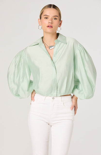 Cordey Collared Balloon Sleeve Poet Top