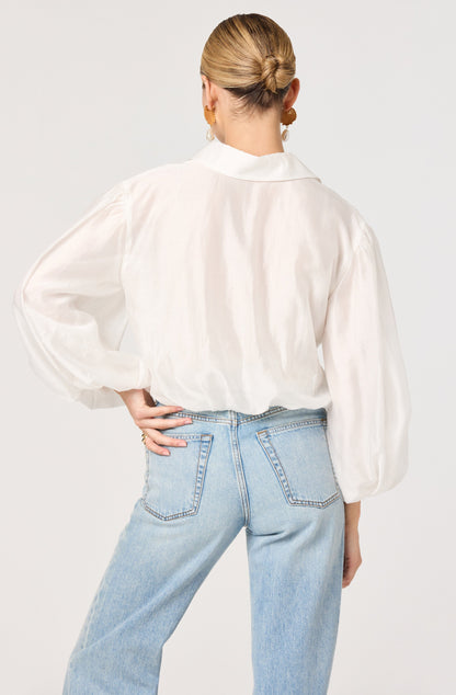 Cordey Collared Balloon Sleeve Poet Top