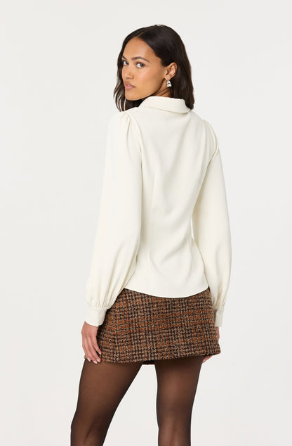 Simran Collared V-Neck Ruched Top