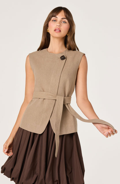 Darrien Belted Asymmetric Vest
