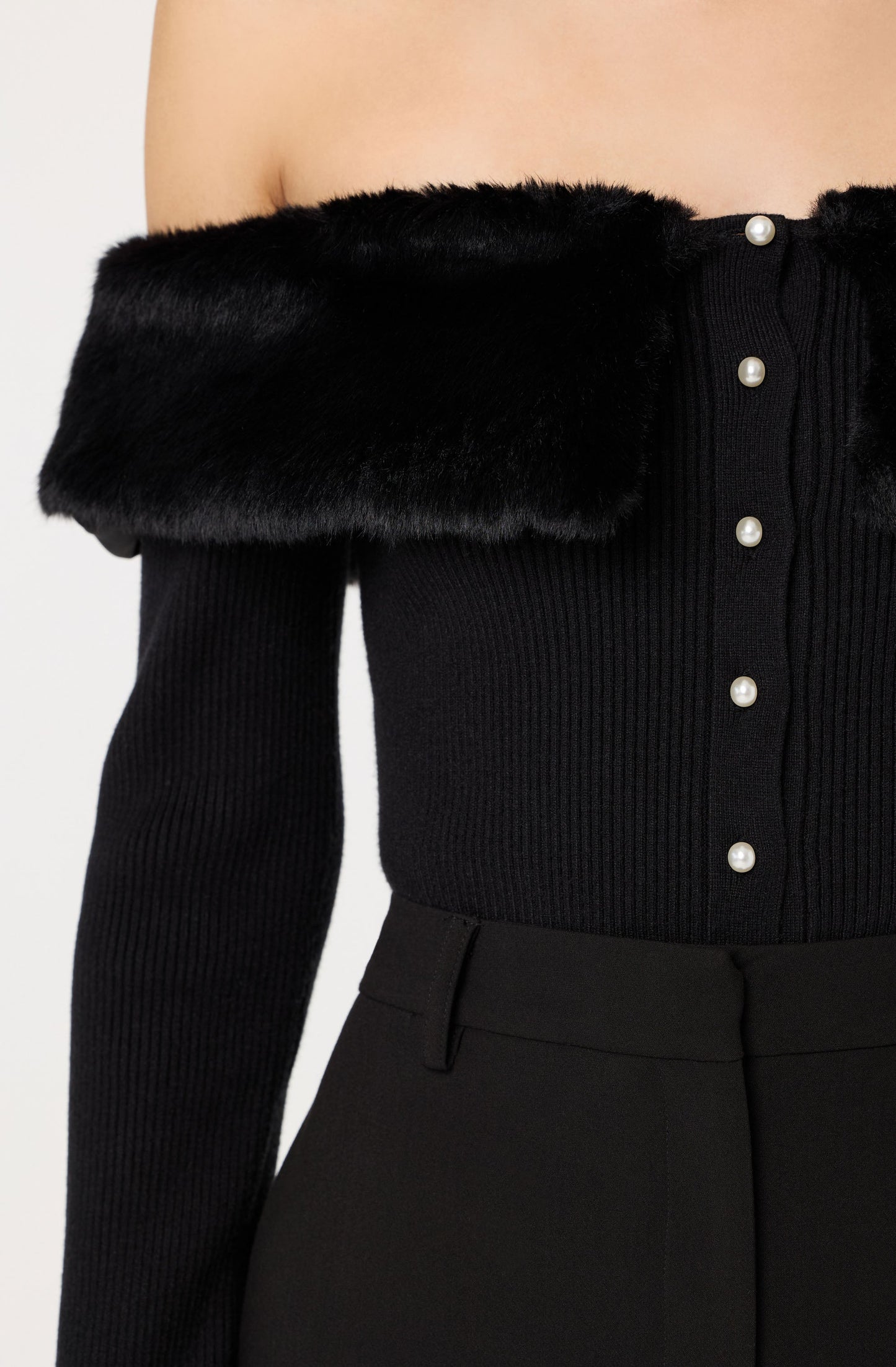 Tabathia Faux Fur Trim Sweater