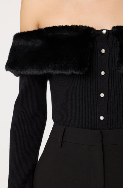 Tabathia Faux Fur Trim Sweater