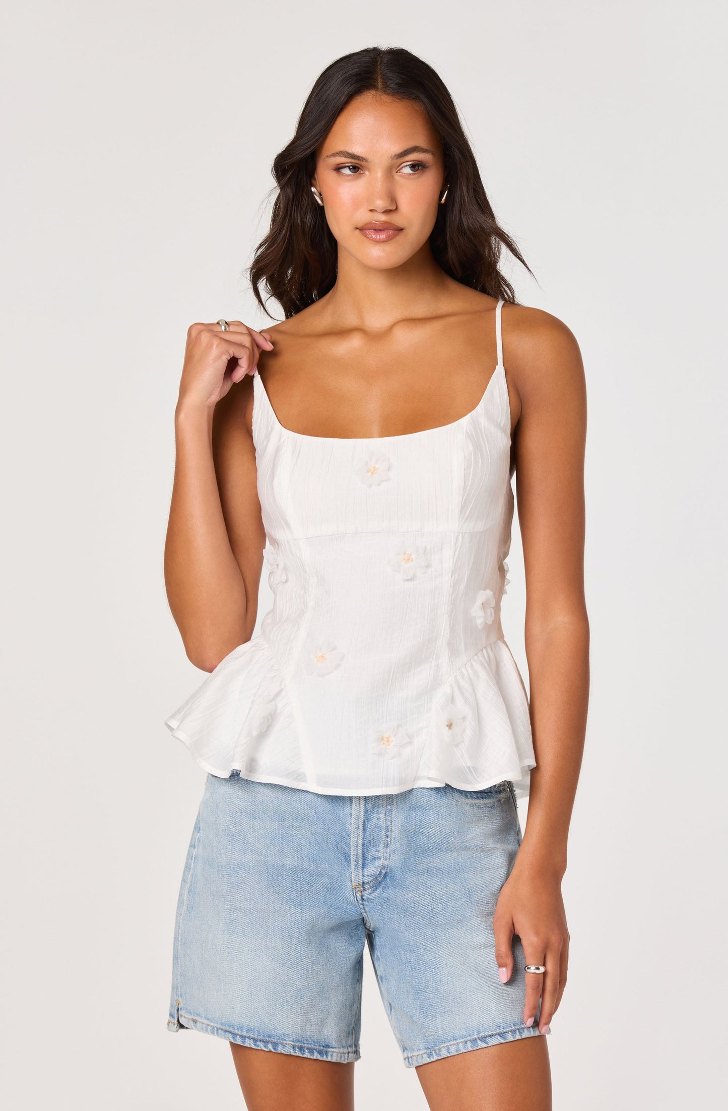 Kassidy Floral Appliqué Peplum Top