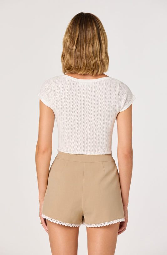 River Open-Knit Eyelet Tee