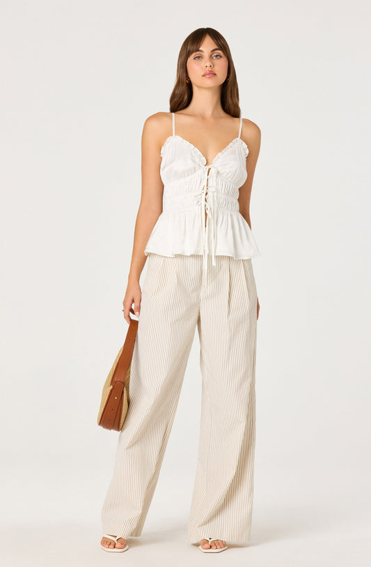 Fabiola Tie-Front Peplum Top