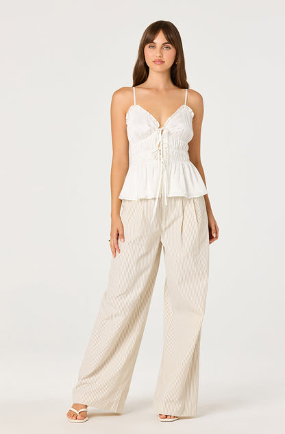 Fabiola Tie-Front Peplum Top