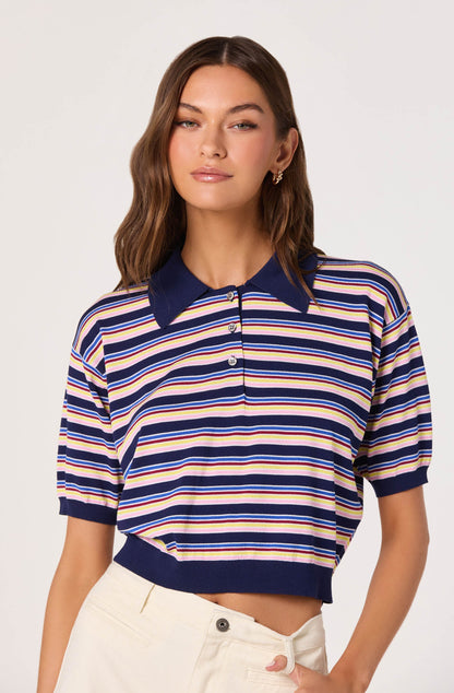 Scottie Striped Knit Polo Sweater