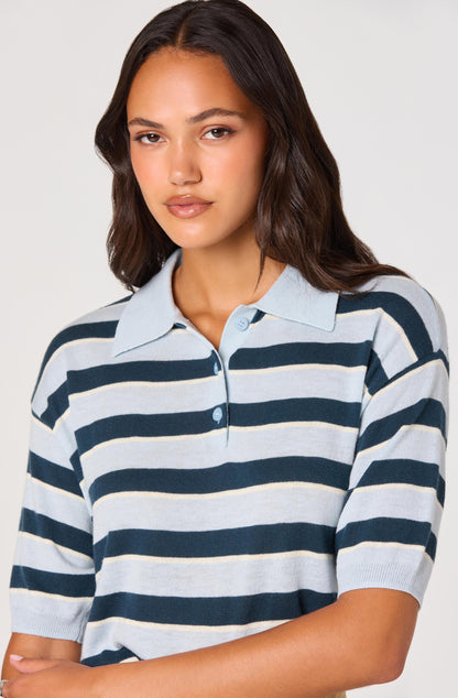 Scottie Striped Knit Polo Sweater