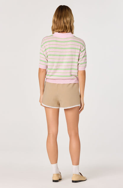 Scottie Striped Knit Polo Sweater