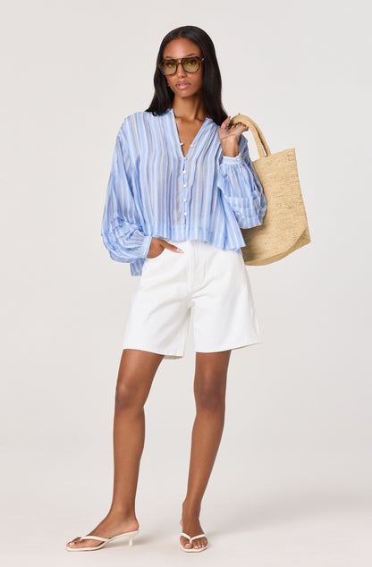 Ericka Striped Balloon Sleeve Blouse