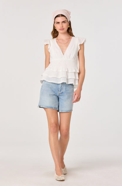 Shanteria Crochet Trim Tiered Top