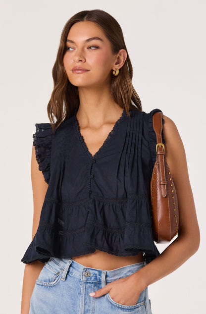 Julie Flutter Sleeve Cropped Top