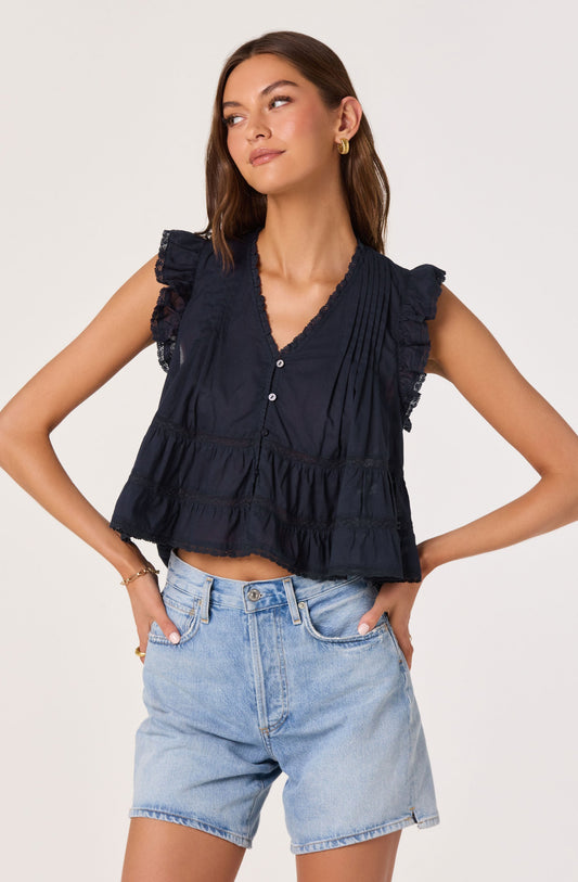 Julie Flutter Sleeve Cropped Top