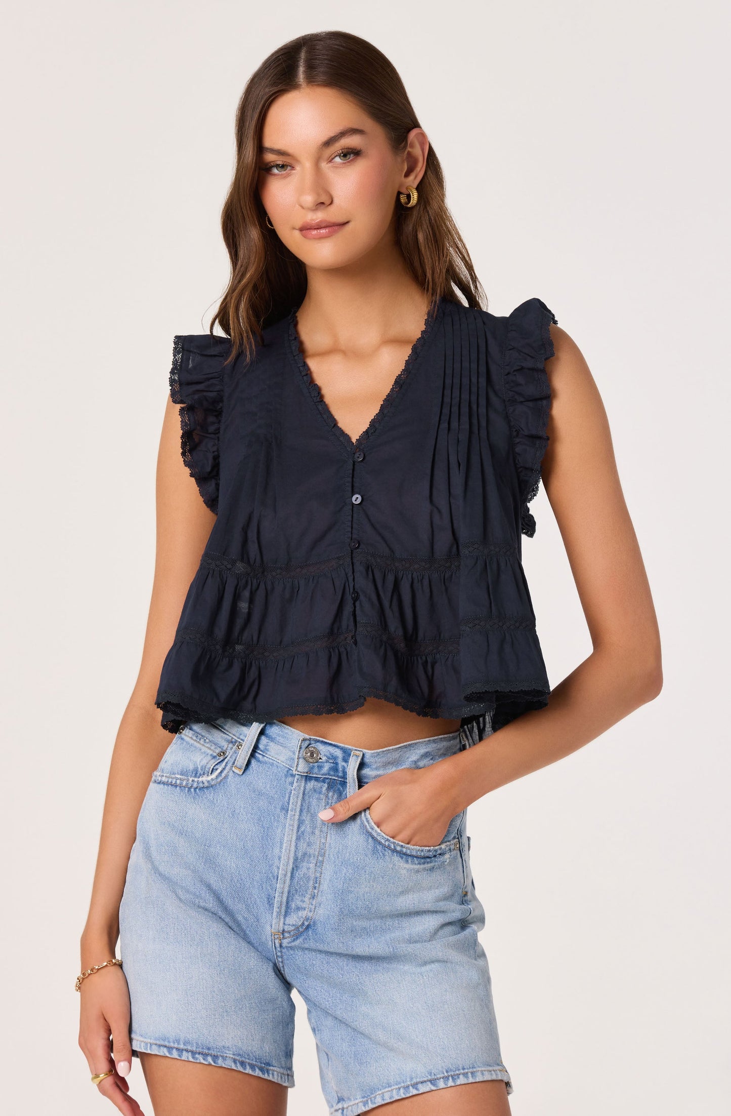 Julie Flutter Sleeve Cropped Top