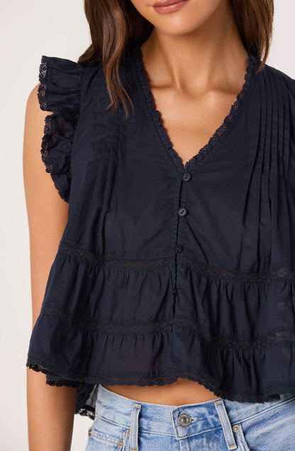 Julie Flutter Sleeve Cropped Top