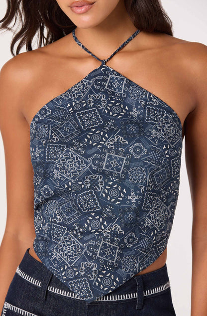 Shaniya Bandana Print Halter Top
