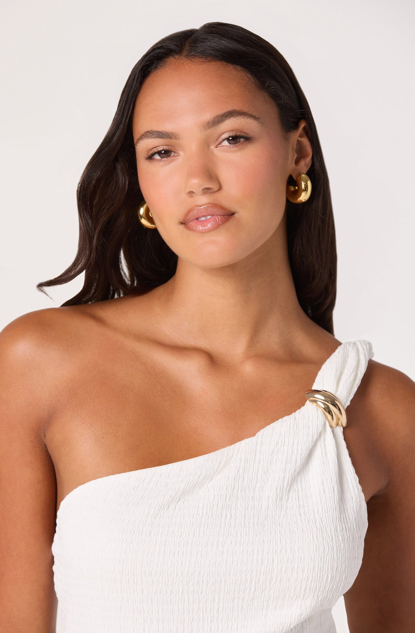 Maleah One-Shoulder Gold Hardware Knit Top