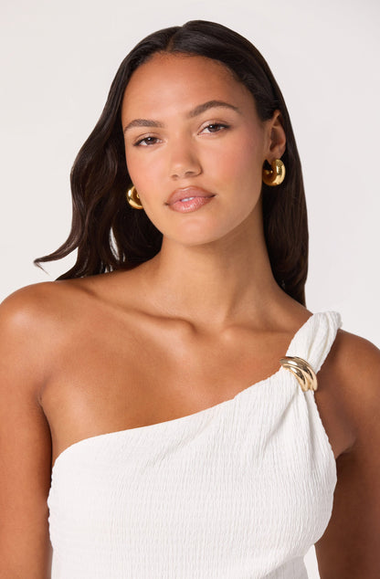 Maleah One-Shoulder Gold Hardware Knit Top