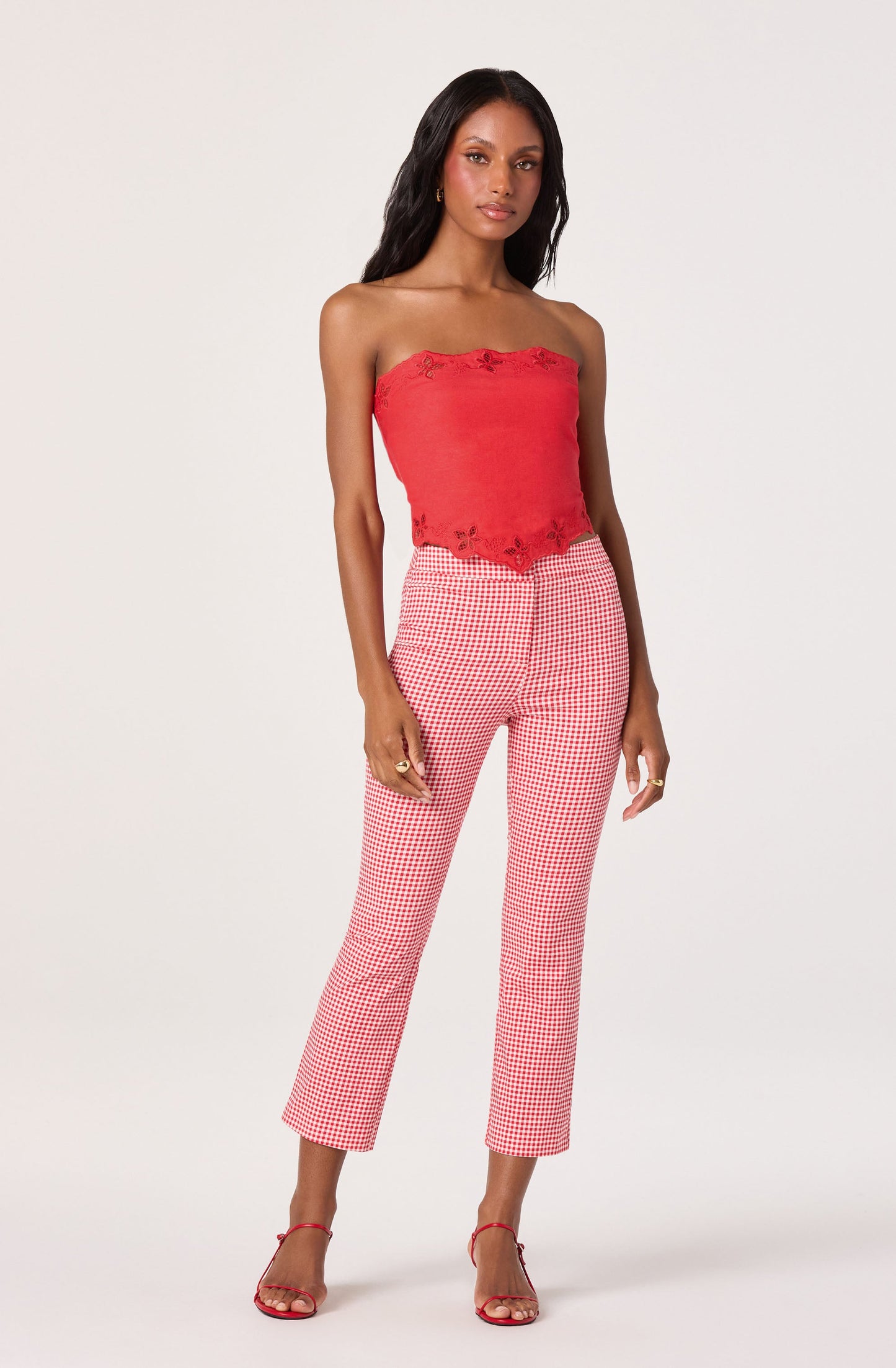 Asa Cutwork Embroidery Strapless Linen Top